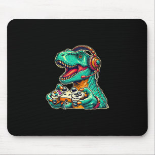 T-Rex Gamer Mit Headset Lustiger Dinosaurier Gamer Mousepad