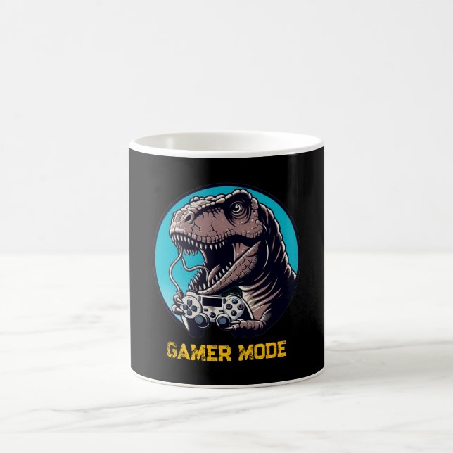 T-Rex-Gamer-Modus-Dinosaurier-Kunst Kaffeetasse (Mittel)