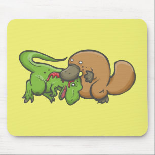 T-rex gegen Platypus Mousepad