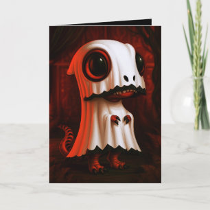 T-Rex Gespenst Halloween Kostüm Illustration Karte