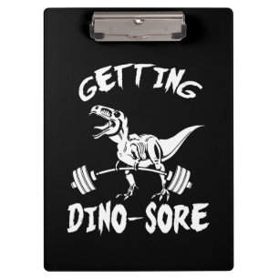 T-Rex, Getting Dino Wore, Funny, Cartoon, Workout Klemmbrett