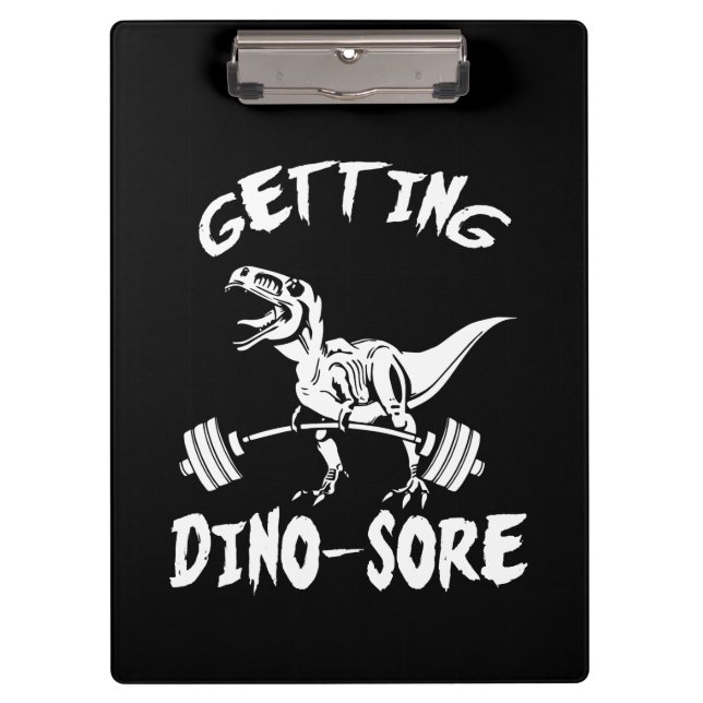 T-Rex, Getting Dino Wore, Funny, Cartoon, Workout Klemmbrett (Vorderseite)