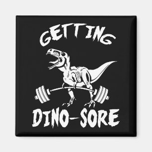 T-Rex, Getting Dino Wore, Funny, Cartoon, Workout Magnet