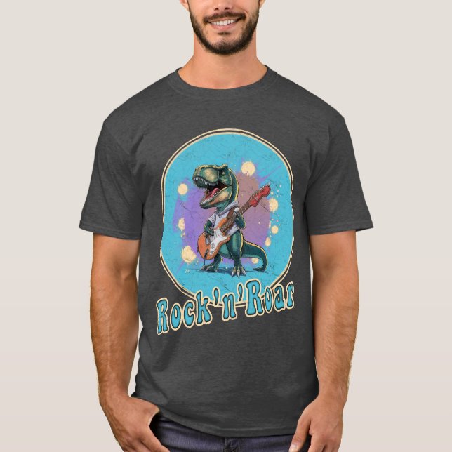 T-Rex Gitarre spielen - Rock'n'Roar T-Shirt (Vorderseite)