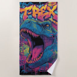 T-Rex Graffiti Pop Art Dinosaur Illustration Strandtuch