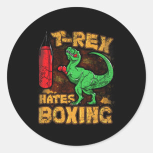 T-Rex hasst Boxen Lustiger Boxer Dinosaurier Tyran Runder Aufkleber