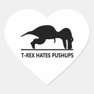 T-rex hasst Liegestütze.ai Herz-Aufkleber