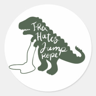 T-rex hasst Sprungseil - Wählen Sie Hintergrundfa Runder Aufkleber