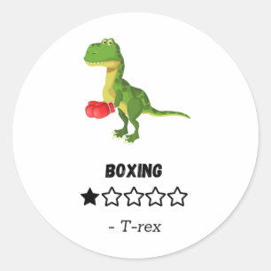 T-rex Hates Boxing Funny Dinosaur Print Runder Aufkleber
