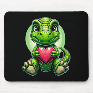 T-rex Holding Heart Valentinstag Niedlicher Dinosa Mousepad