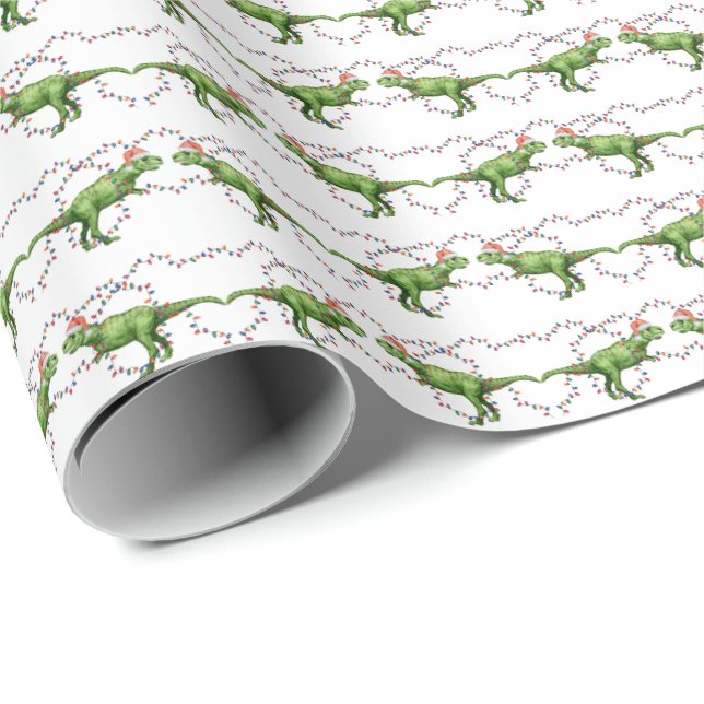 T-Rex Holiday Wrapping Paper Geschenkpapier (Rolleneckpunkt)