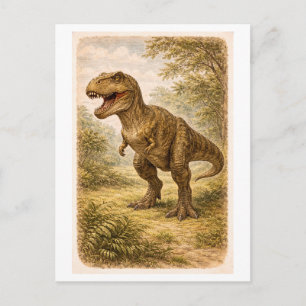 T-Rex-Illustration im Vintage-Stil Postkarte