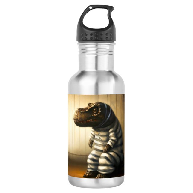 T Rex im Gefängnis Edelstahlflasche (Vorderseite)