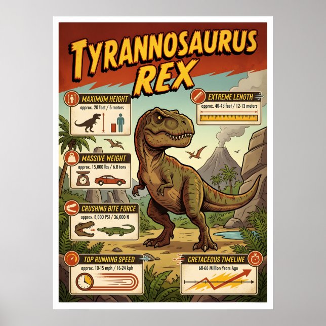 T-Rex Infografik Poster (Vorne)