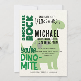 T-Rex Invitations d'anniversaire - Dino Party Élég