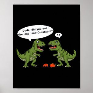 T Rex isst Kürbislaterne Halloween Boys Girls Kind Poster