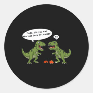 T Rex isst Kürbislaterne Halloween Boys Girls Kind Runder Aufkleber