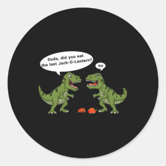 T Rex isst Kürbislaterne Halloween Boys Girls Kind Runder Aufkleber