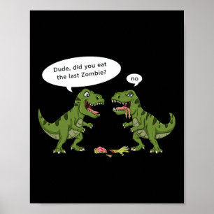 T Rex isst Zombie Halloween Boys Girls Kinder Spaß Poster
