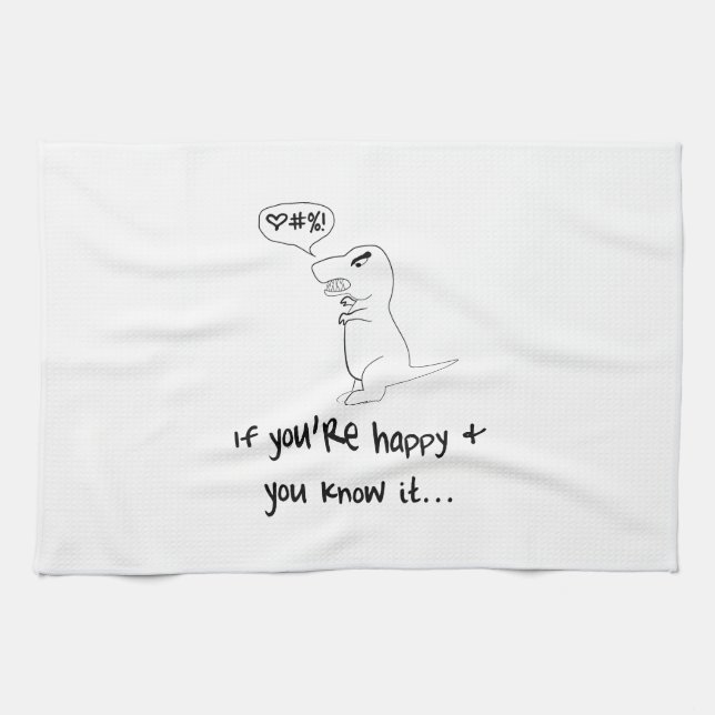 T-Rex ist nicht glücklich Geschirrtuch (Horizontal)