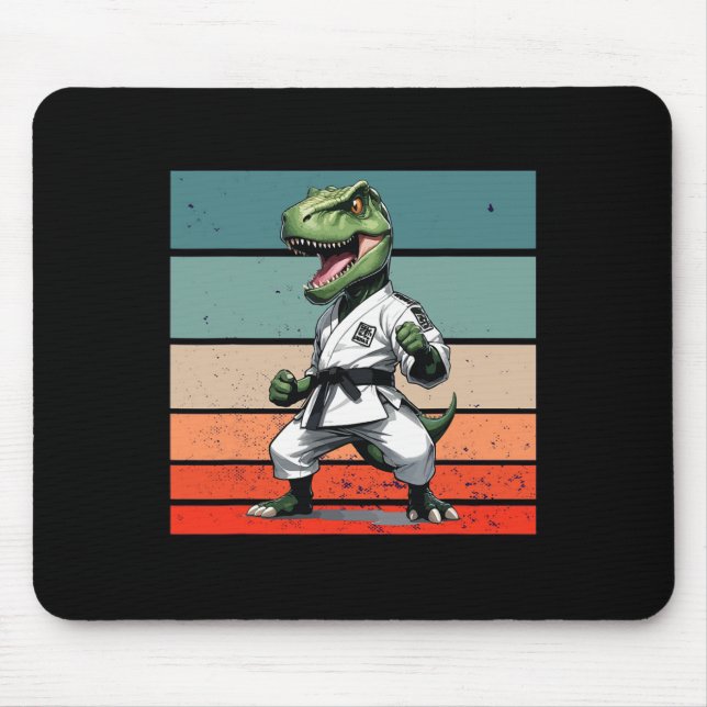 T.rex Karate Gi Schwarze Gürtel Furchteinflößende  Mousepad (Vorne)