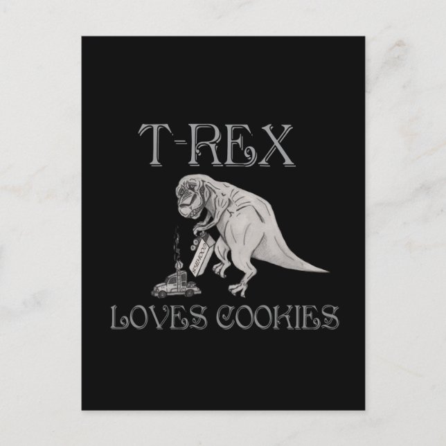 T-Rex-Lieben-Cookies Postkarte (Vorderseite)
