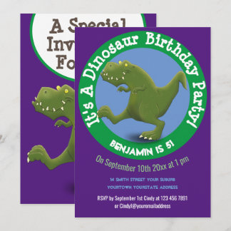 T Rex lustige Dinosaurier-Cartoon-Abbildung Einladung