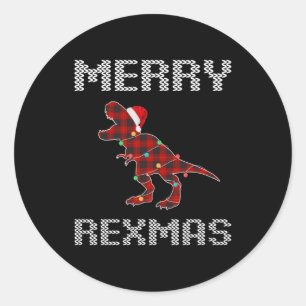 t-Rex merry rexmas gift for him Runder Aufkleber