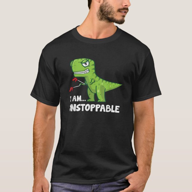 T Rex mit Grabbers Dinosaur Ich bin unaufhaltsam F T-Shirt (Vorderseite)