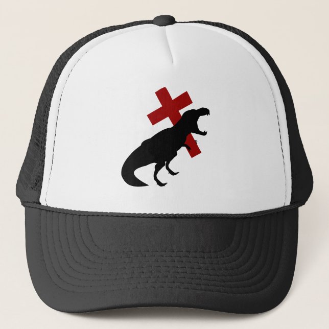 T-Rex mit Kreuz Truckerkappe (Vorderseite)