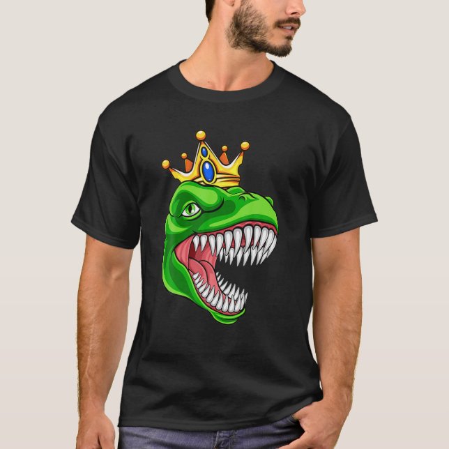 T Rex mit KronTyrannosaurus Rex Dinosaurier Lover T-Shirt (Vorderseite)