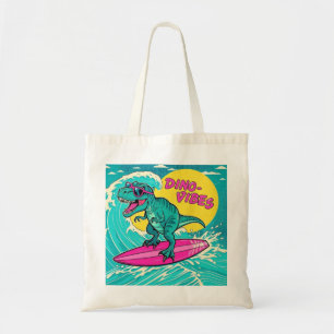 T-Rex mit Sonnenbrille und Neonrosa Tragetasche