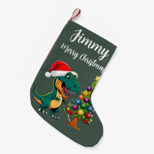 T-rex mit Weihnachtsmannmütze-Billardgrün Kleiner Weihnachtsstrumpf