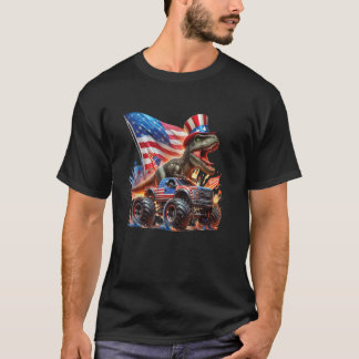 T Rex Monster LKW Shirt für Jungen 4. Juli Shi