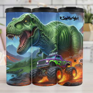 T-Rex-Monstertruck-Feuerjagd Thermosbecher