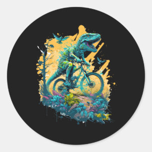 T-Rex-Mountainbike-Trail Radfahren Tyrannosa Runder Aufkleber