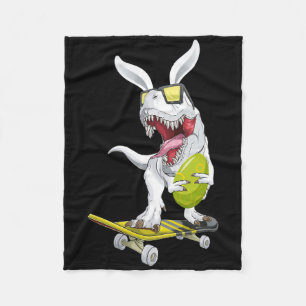 T Rex Ostern Dinosaurier Hase hält ein Ei und Ska Fleecedecke