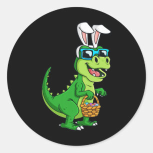 T Rex Ostersonne mit Eierkörbchen Spaß Dinosaurier Runder Aufkleber