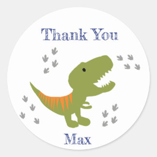 T-rex Party Vielen Dank Runder Aufkleber