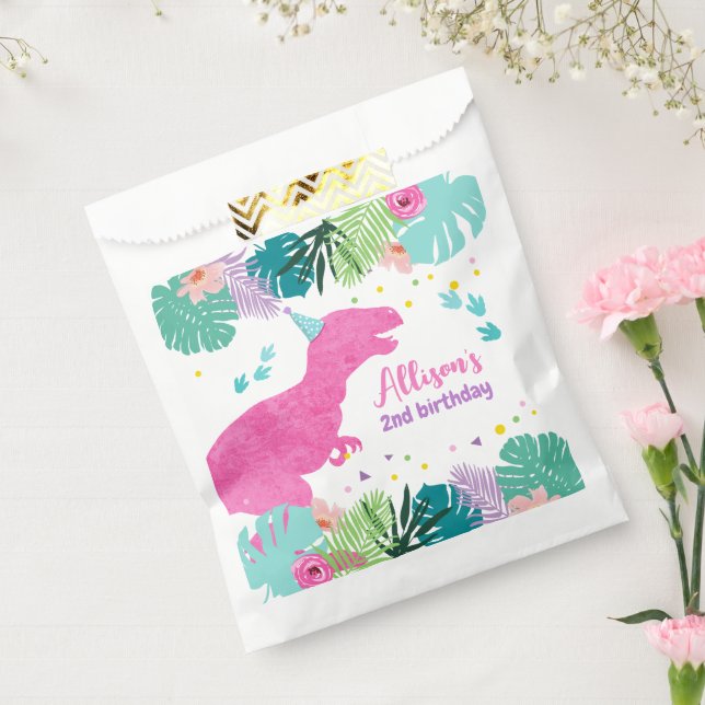 T-Rex Pink Dinosaur Girl Dino Prähistorischer Gebu Geschenktütchen (Versiegelt)