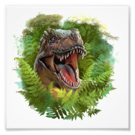 T-Rex pinkelt aus dem Busch Fotodruck