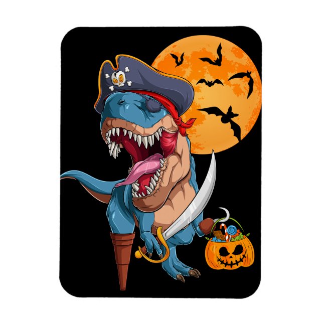 T-Rex Pirate Trick Arr Leckerei Halloween Dinosaur Magnet (Vertikal)