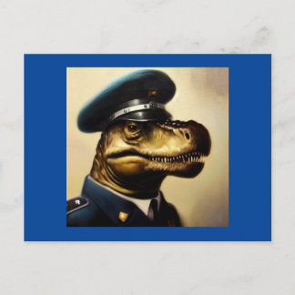T Rex Policeman Postkarte