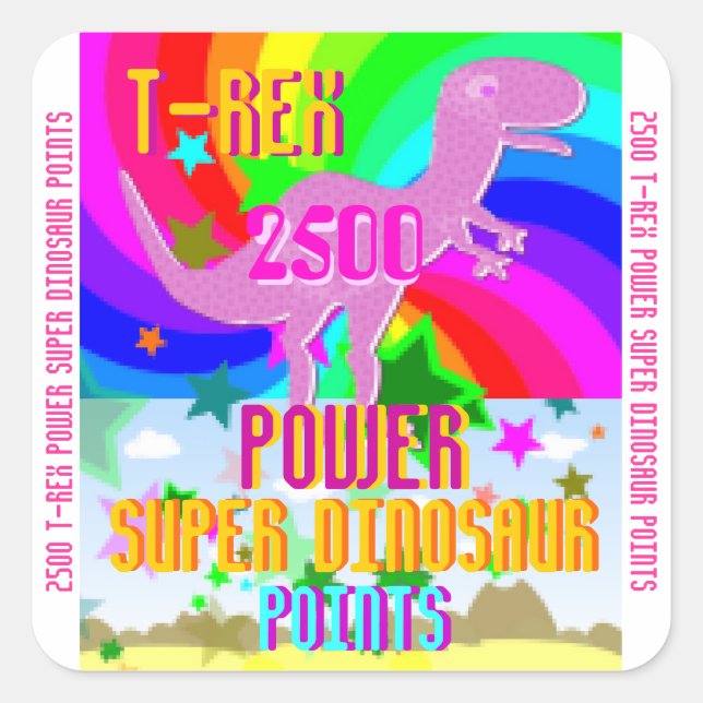 T-Rex Power Super Dinosaurier 2500 Punkte Aufklebe Quadratischer Aufkleber (Vorderseite)
