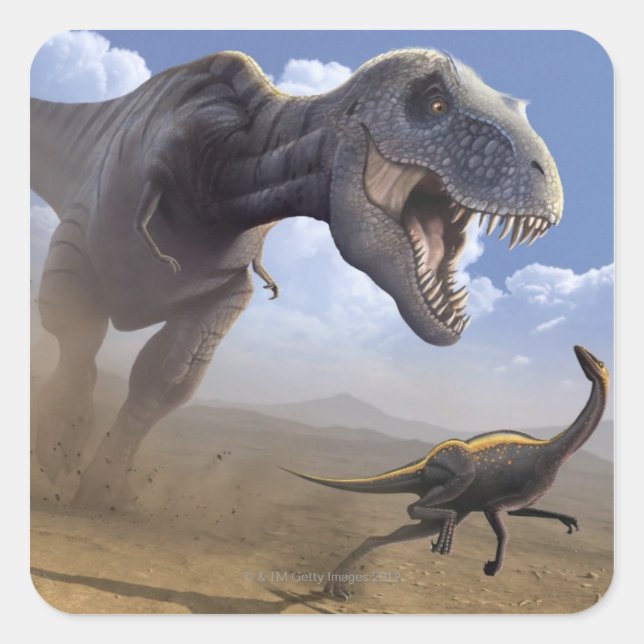 T Rex Quadratischer Aufkleber (Vorderseite)