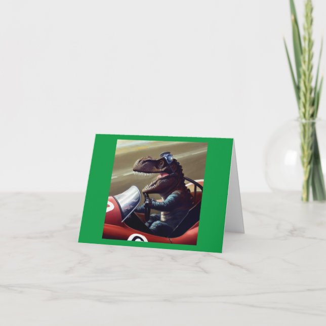 T Rex Racecar Karte (Vorderseite)