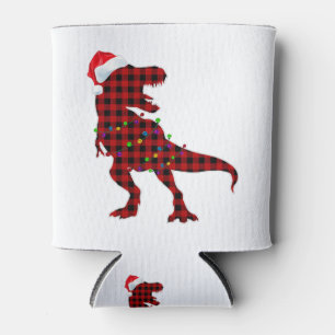 T Rex Red Kariert Buffalo Dinosaurier Weihnachten  Dosenkühler