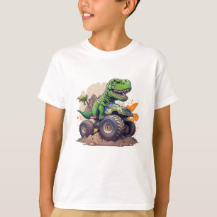 T Rex Riding Monster Truck T-Shirt