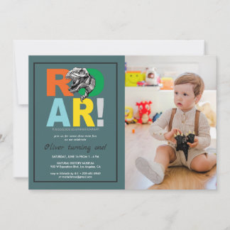 T-Rex Roar | Dinosaur Geburtstagsparty Foto Einlad