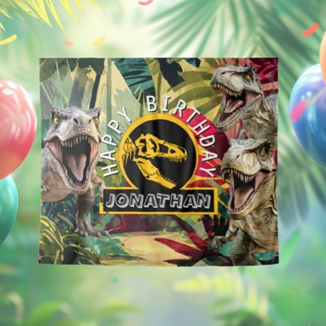 T rex Roaring Good Time Background Wandteppich ( Unleash your imagination and celebrate with roaring fun, vibrant dino-themed decor)